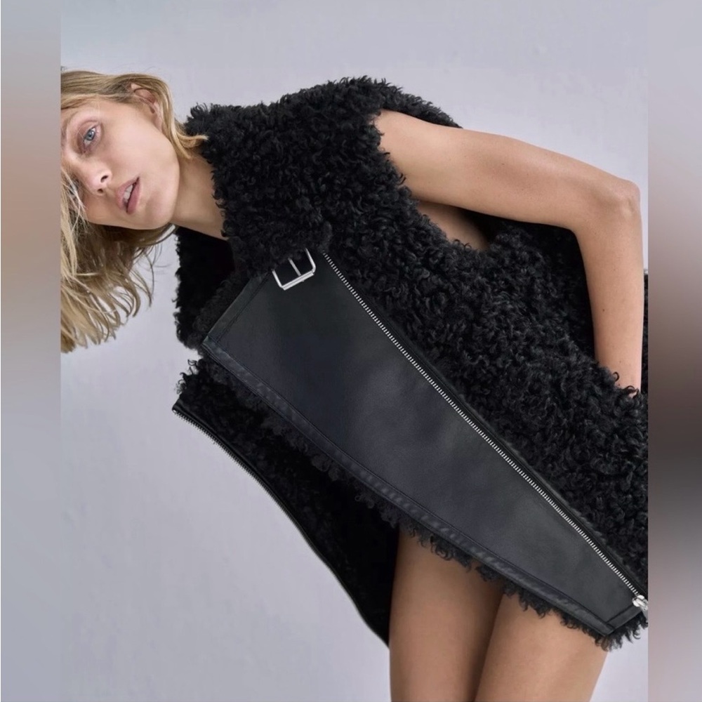 Zara Black Shearling Vest
